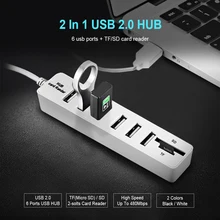 2 в 1 USB концентратор 2,0 мульти Передача 6 портов концентратор сплиттер для TF SD высокоскоростная карта до 480 Мбит/с ридер для ПК компьютера USB концентратор