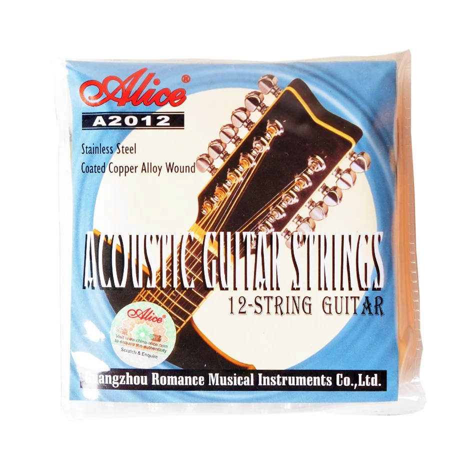 

Alice A2012 12 Strings 1 Set Acoustic Guitar Strings 010-026 Stainless Steel Coated Copper Alloy Wound Guitar Parts Accessories