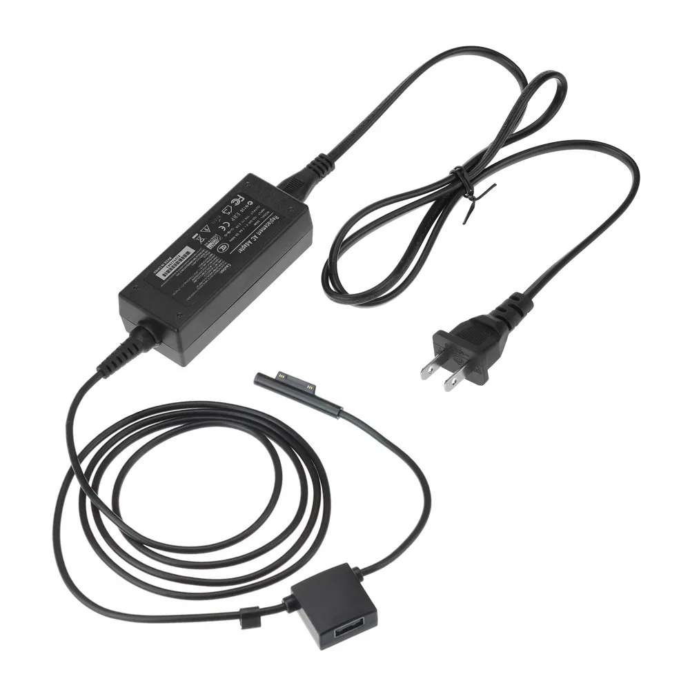 Power Adapter Wall AC Charger Cable with USB Port Female for Microsoft Surface Pro 3 Tablet PC Windows 8 - -12V 2.5A