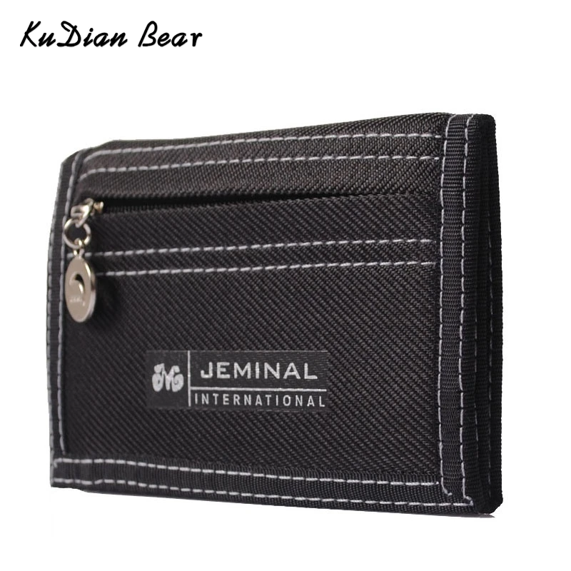 

KUDIAN BEAR Causal Canvas Men Wallet Coin Pocket Short Designer Zipper Coin Purse Credit Card Holder For Teenager -- BID047 PM15