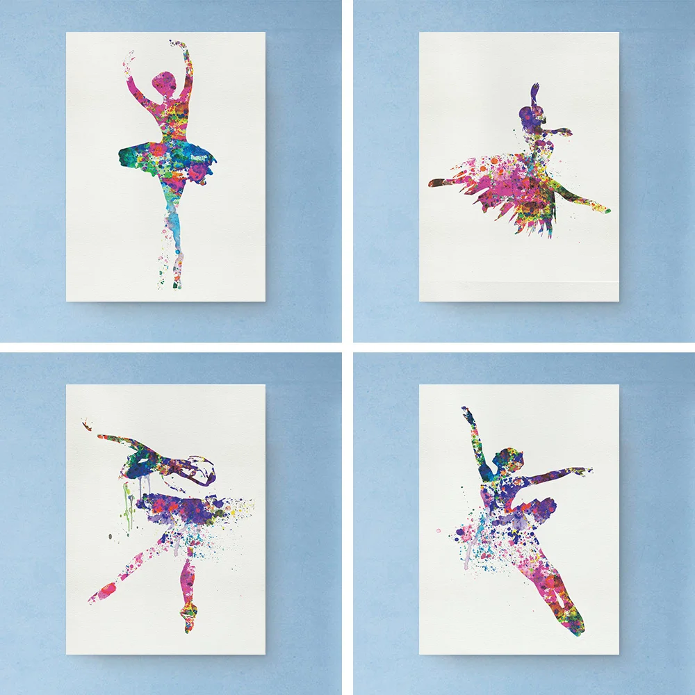 Colorful Ballerina Ballet Dancer Minimalist Art Canvas Poster Unframed