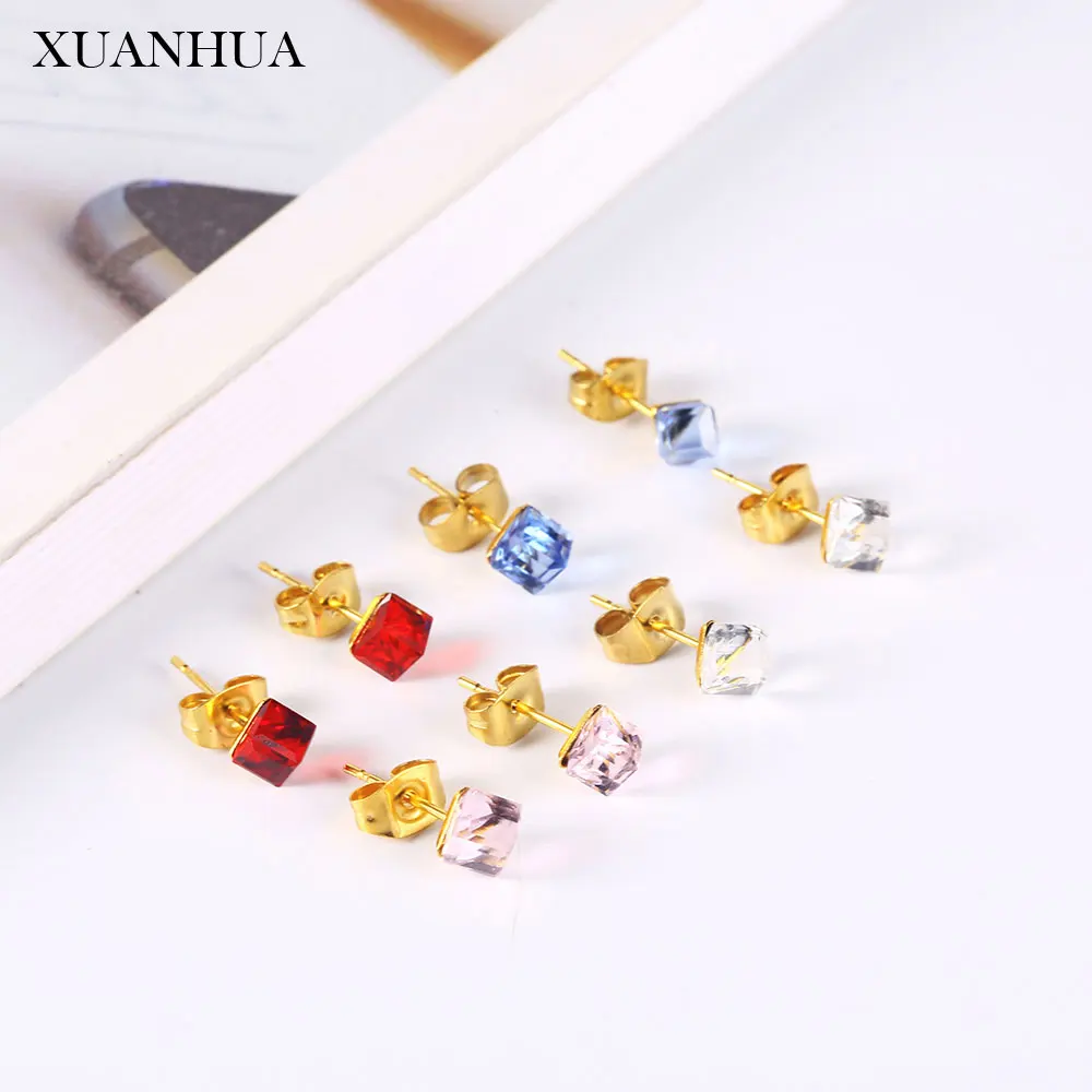 

XUANHUA Charm Crystal Earrings Stainless steel Jewelry Woman Vogue 2019 Stud Earrings Gifts For Women Fine Jewelry Accessories