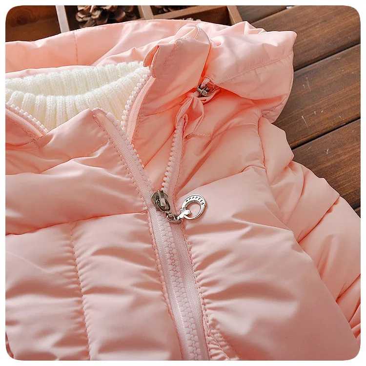 Новая коллекция детская зимняя куртка сплошной Цвет розовый Зимнее пальто с капюшоном плотная теплая детская одежда для девочек, детская зимняя куртка для девочек