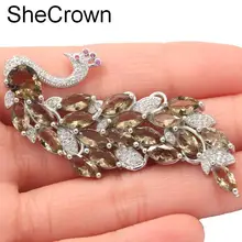 Большой тяжелый 13,6 г Феникс дымчатый топаз, турмалин CZ шекрон вечерние женские серебряные броши 61x26 мм