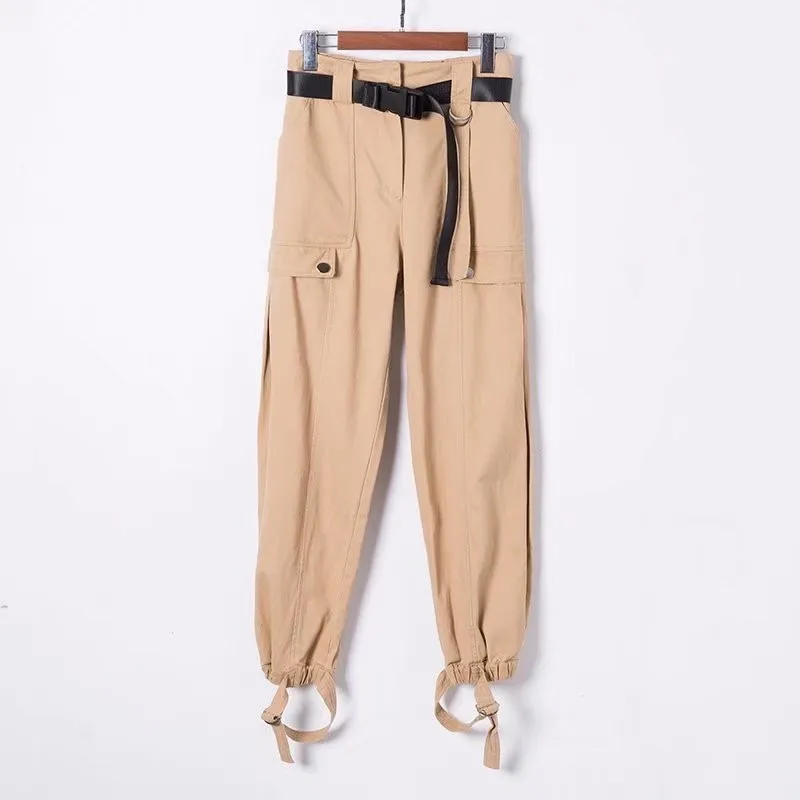 Casual Hip Hop Pants Capri Leggings Jogger Women Military Khaki Cargo Pants Female Loose Trouser Cotton Harem Pants High Waist Casual Hip Hop Pants Capri Leggings Jogger Women Military Khaki Cargo Pants Female Loose Trouser Cotton Harem Pants High Waist