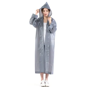 

Fashion Cheap Women Long Jacket Semi Transparent Waterproof Hooded Rain Coat EVA Friendly EVA Transparent Thin Raincoat Women