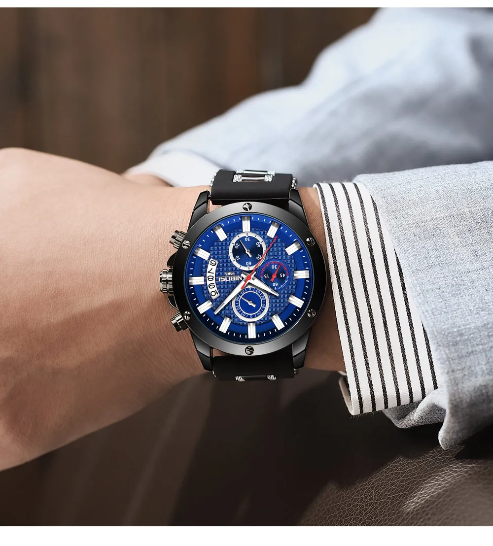 NIBOSI Sport Watch Waterproof Chronograph Men Watches Military Army 2018 Luxury Brand Silicone Black Analog Clock Men Auto Date  (11)