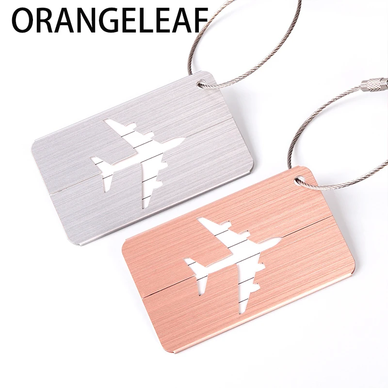 Aluminium Alloy Luggage Tags Airplane Shape Square Luggage Tags Checked Boarding Elevators Travel Accessories 