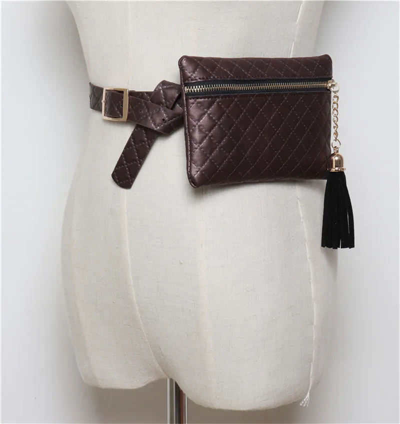 Мода 2019 г. PU для женщин поясная сумка змеевидный пояс Женский Винтаж решетки кисточкой леди молния портмоне