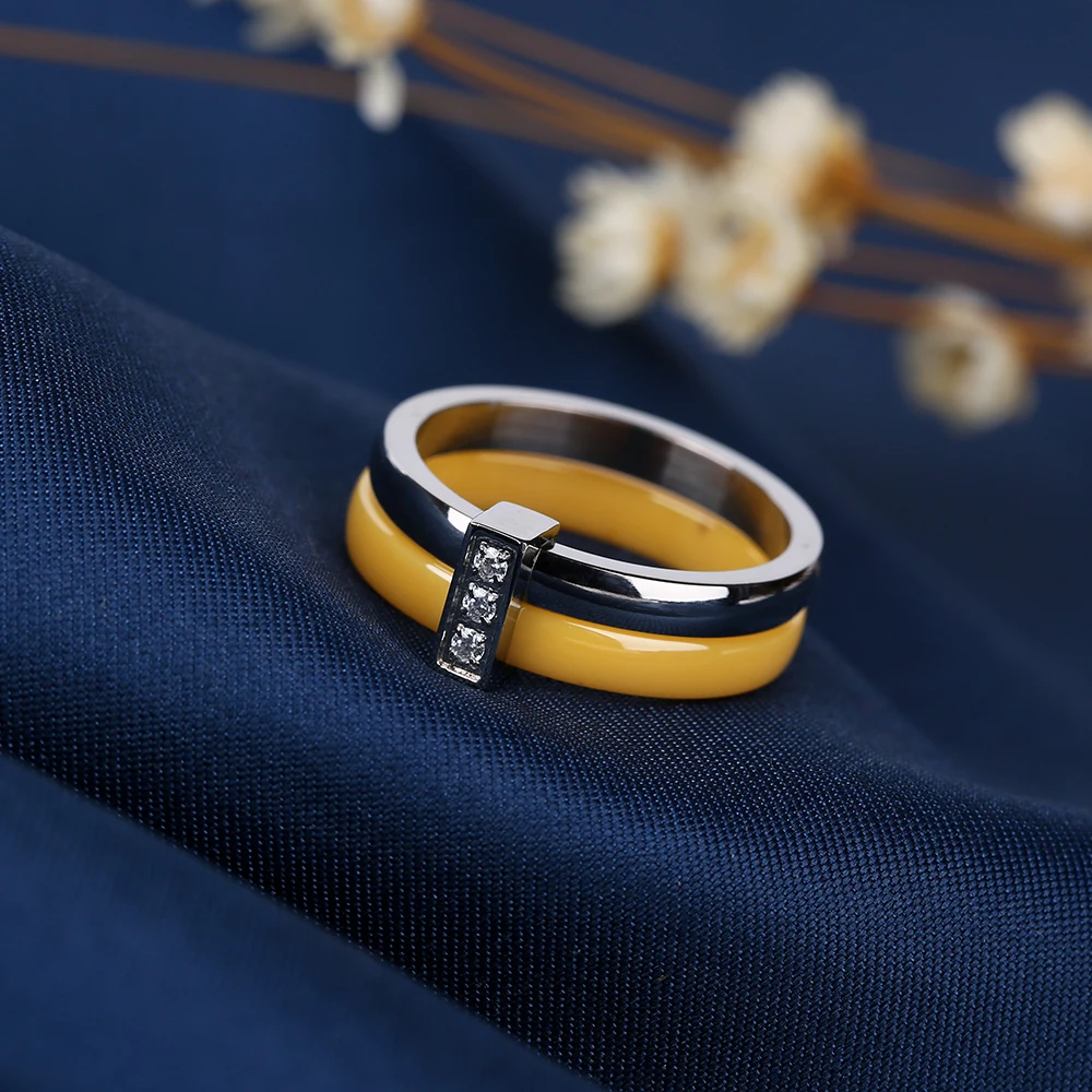Новое поступление, Двойные керамические кольца, красочный здоровый материал для женщин, модное ювелирное кристаллическое кольцо, лучшие рождественские подарки, размер 6-9