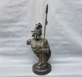 

bi0011639 26 Bronze Primitive Man Brokeback Hunter Hold Javelin Art Sculpture Statue