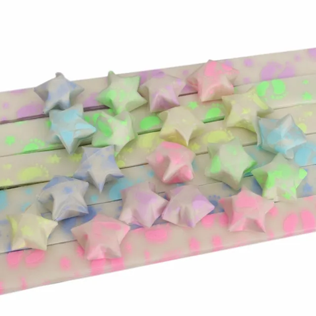 30pcs diy footprint lucky wishes stars folding origami luminous stars crafts