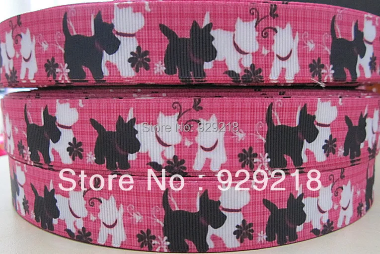 

10 yards lot 7/8inch 22mm 626088 cute dog design printed grosgrain ribbon