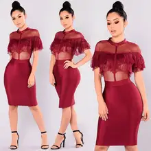 Высокое качество новое осеннее женское платье Черное Красное Кружевное Бандажное платье для вечеринок платье дропшиппинг 1 платье+ костюм
