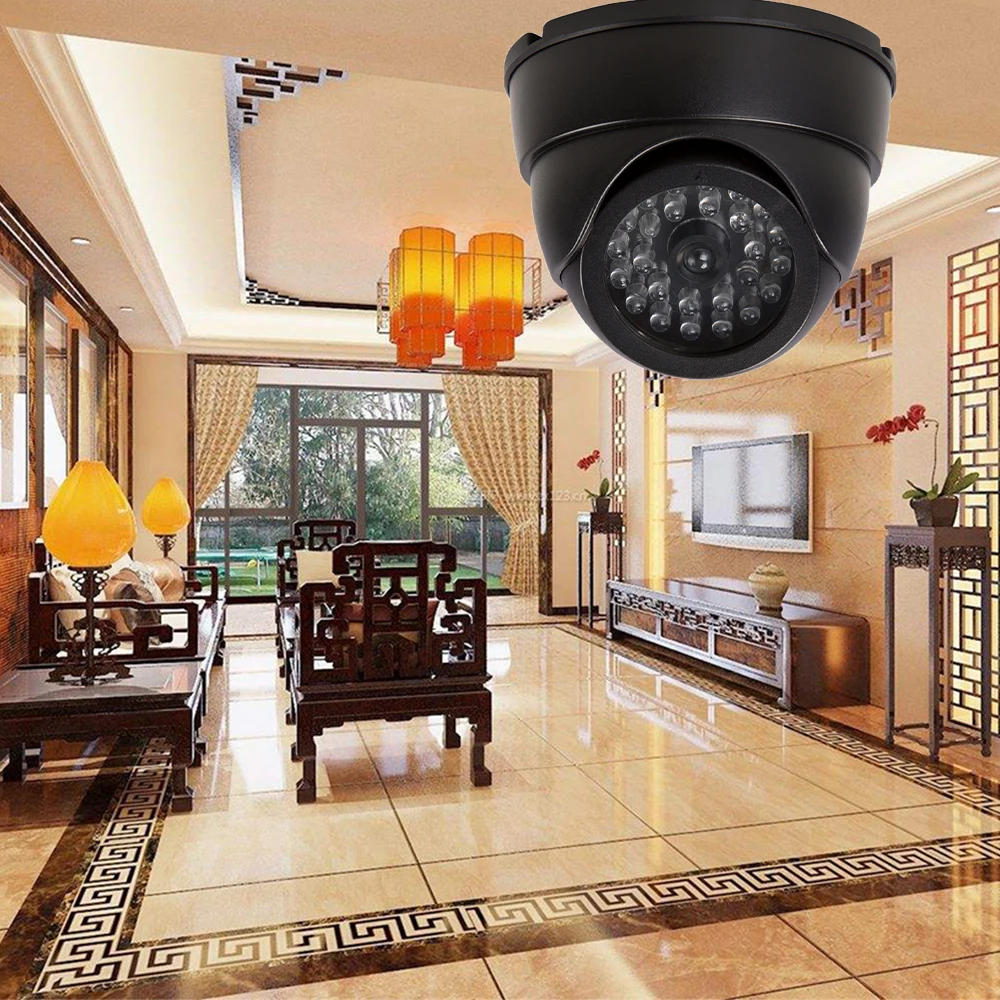 2pcs Security CCTV Simulation Fake Camera Dome With Flashing LED Light Waterpoof Outdoor Indoor Dummy Camera Surveillance