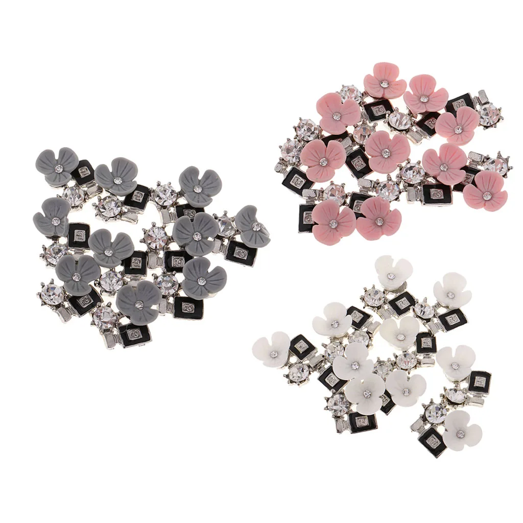 10Pcs Beautiful Flower Rhinestone Flatback Buttons Embellishments Charms for DIY Brooch Jewelry Hair Findings Wedding Decoration