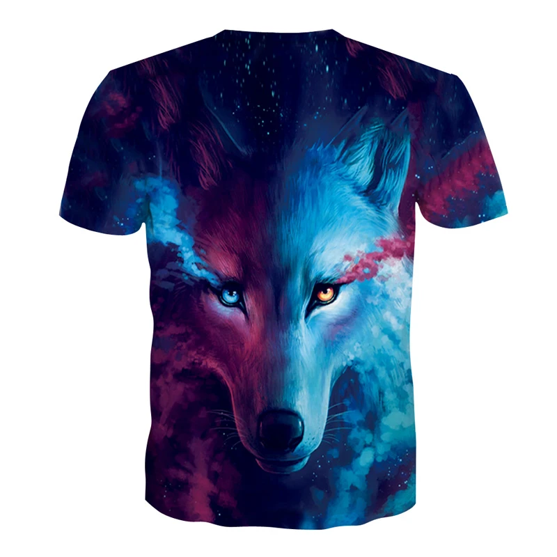 

2019 Summer Short Sleeve T Shirt Men Wolf Printed Tshirt Mens T Shirts Fashion Casual Tee Shirt Homme