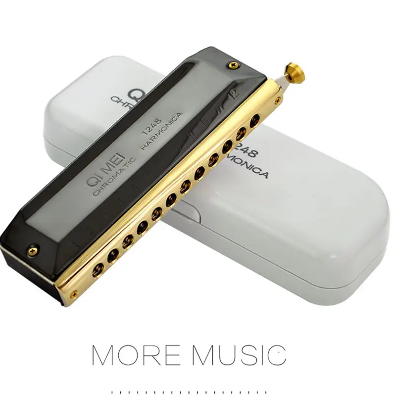 

High-end Chromatic Harmonica 12 Holes 48 Tones Laser Proceeded Woodwind Musical Instrument Harmonica QM12A-4