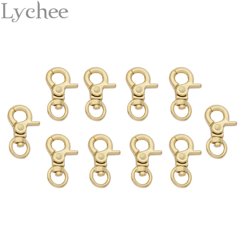 Lychee 10 pieces DIY 9mm Gold Silver Color Lobster Clasps Swivel
