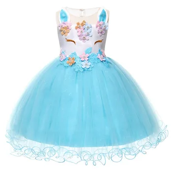 

Fashion Baby Girl Dress Flower Unicorn Birthday Party Fancy Costume Christening Tutu Princess Dress Sleeveless Cute Baby Dress