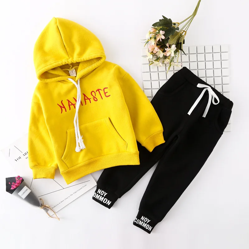 Baby Girls Clothes Winter Autumn Letter Hooded T-shirt + Casual Long Pants 2pc Suits Kids Girls Clothing Set Sport Tracksuit