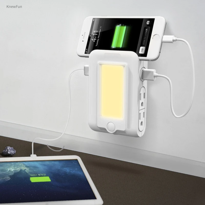 Knewfun Wall Plug Socket Adaptor with Charger & Phone