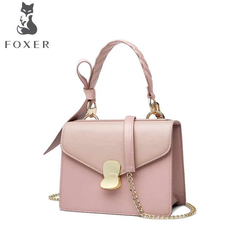 

FOXER 2019 new fashion wild Korean temperament shoulder Messenger bag Fashion bow small square bag branded handbag
