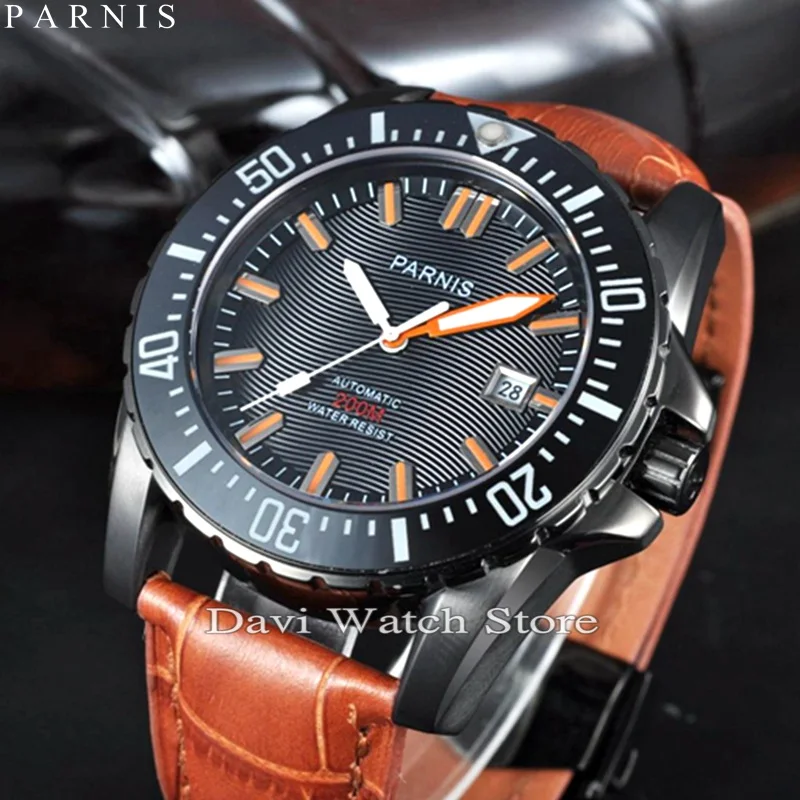 

Parnis mechanical steel 43mm 20ATM PVD Automatic sapphire glass Mens Watch