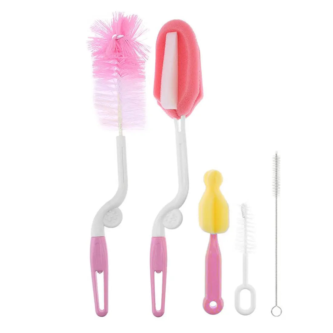 pink 5pcs / set Bottle Brush Plastic Sponge brush baby Milk Glass Water Cup Cleaning Feeding Bottle Baby Bottle Brushes - Цвет: pink