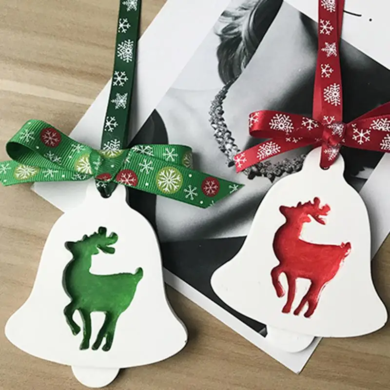 

Aroma Candle Gypsum Clay Mold With Hole DIY Bell Shape Christmas Elk Christmas Tree Liquid Silicone Mold Cake Baking Tools