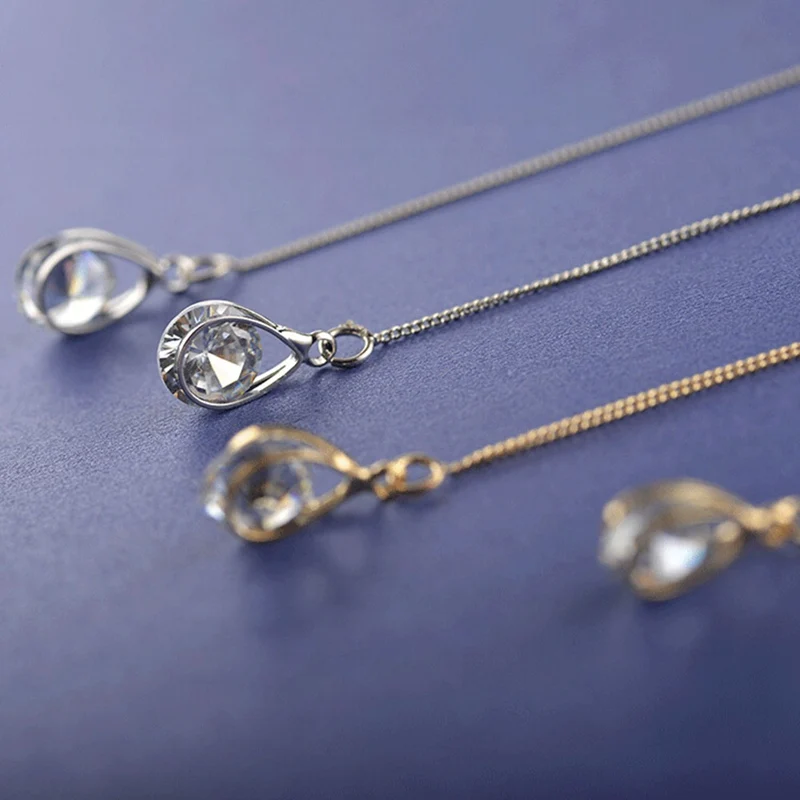 

New Fashion Style Cubic Zircon Drop Line Long Earrings Piercing Cubic Zircon Jewelry Brincos Boucle For Women Birthday Gifts