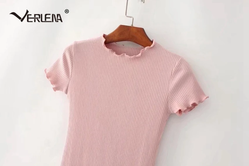 Verlena 2019 Домашняя одежда розовое летнее платье с коротким рукавом оборкой по