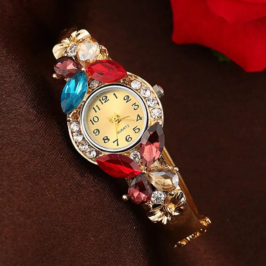 Reloj mujer marcas famosas de lujo Женские кварцевые наручные часы с кристаллами, стразы, браслет-бабочка, роскошные женские часы - Цвет: multicolor