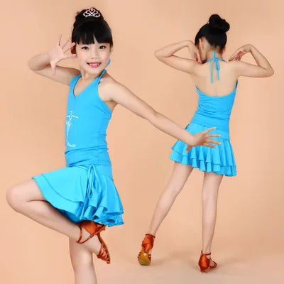 Детский купальник для танцев танцевальное платье для девочек танцевальная юбка комплект детей Танго Сальса платья костюмы детские спортивные танцевальные платья es для продажи