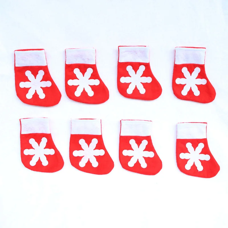 4pcs Mini Noel Snowflake Socks Storage Tool Knife Fork Tableware Bags Christmas Tree Decorations for Home Natal New Year Gifts | Дом и сад