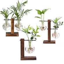 Деревянная стеклянная гидропонная Ваза Красивая офисная наружная Балконная микрогидропоника кронштейн крепкий Настольный Декор Мода