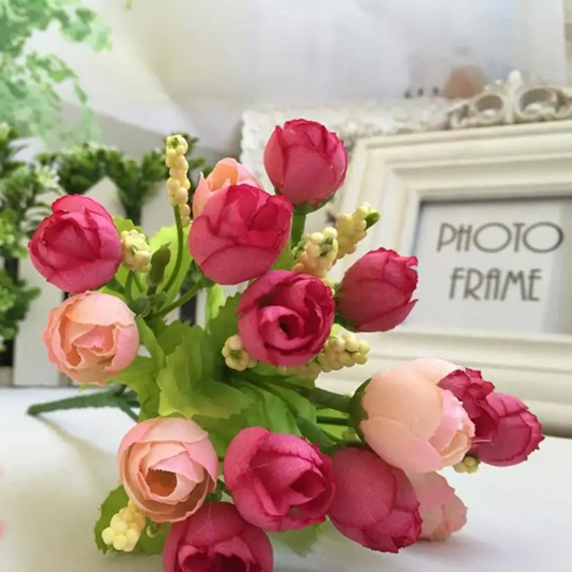 15 chefes artificial rose flor de seda falsificado folha home decor buqu de noiva wonderful35 - Flor Decor 15 chefes artificial rose flor de seda falsificado folha home decor buqu de noiva wonderful35 - Flor Decor