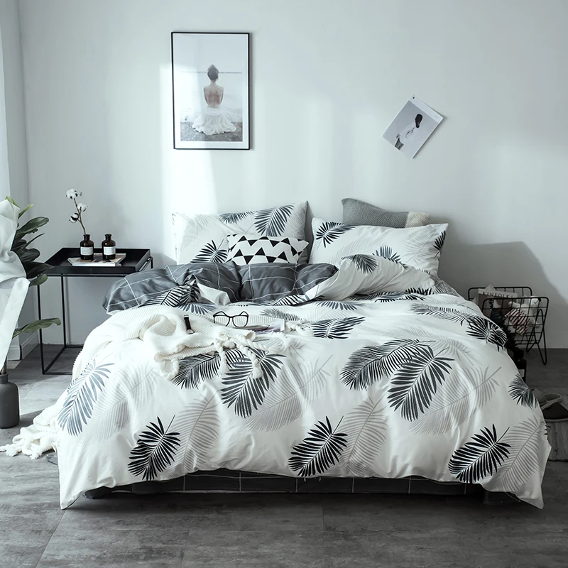 

2018 Simple Geometric Style Print Bedding Set Cotton Twin Queen King Size 3/4Pc Duvet Cover Flat Sheet Pillow Cases