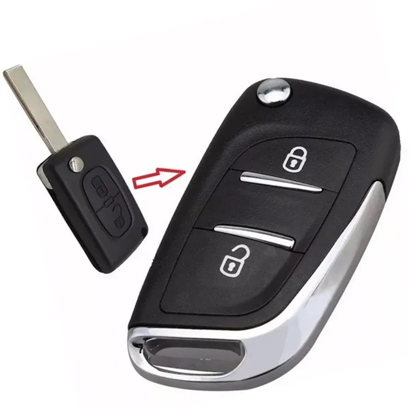 

AUTEWODE Refit remote car key shell for Peugeot 307 408 308 2 3 buttons new CE0536 HU83 Blade Entry Fob Case With Grooved