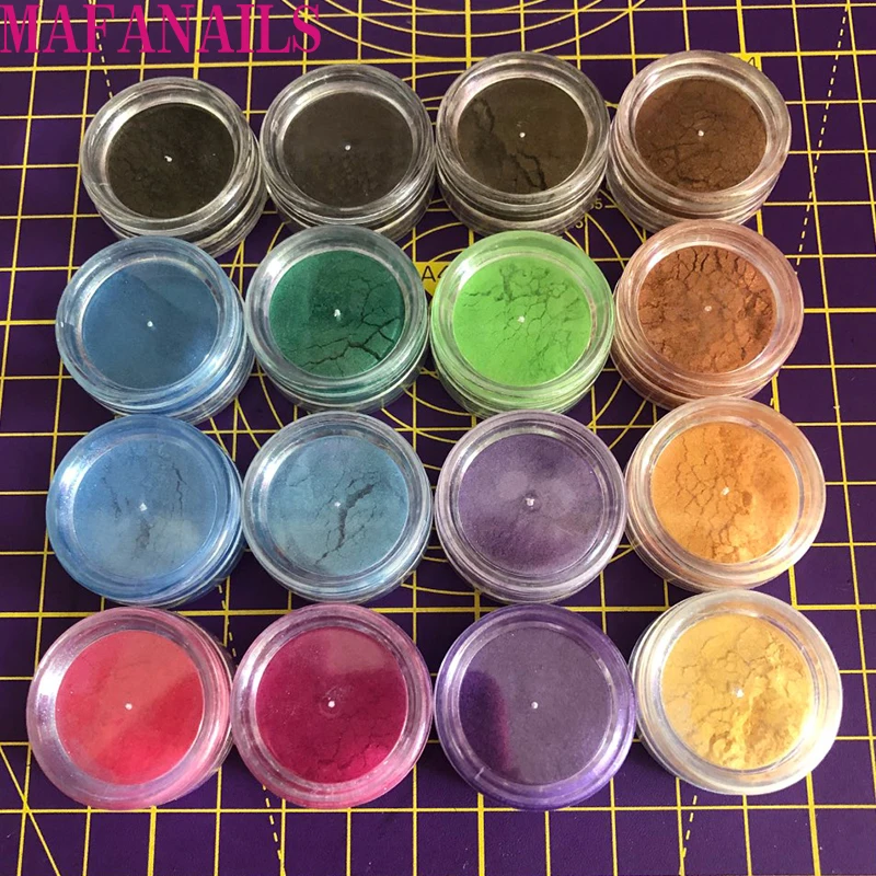 

16Colors Glitter Dust Pearl Pigment Powder Set Perfect for Cosmetics - Resin - Soap Dye Colorant - Makeup - Eyeshadow - Nail Art