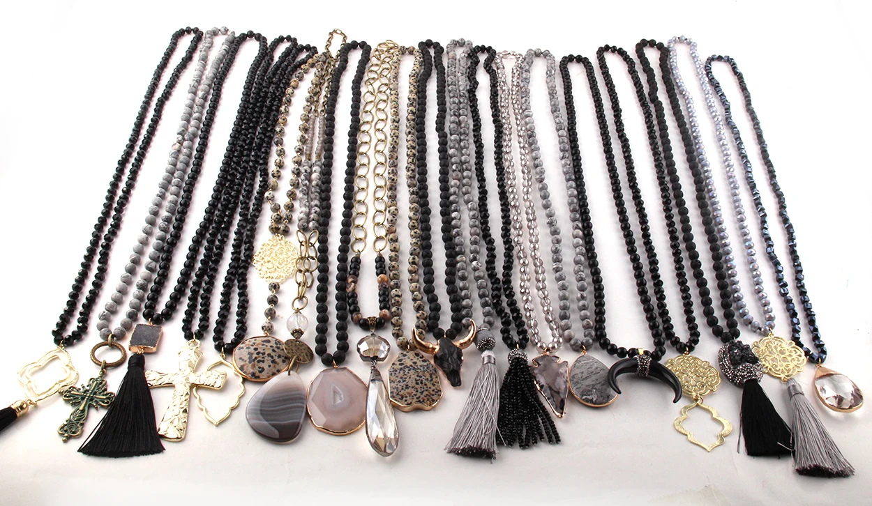 Модные разноцветные черные ожерелья ручной работы женские ювелирные изделия 20 шт