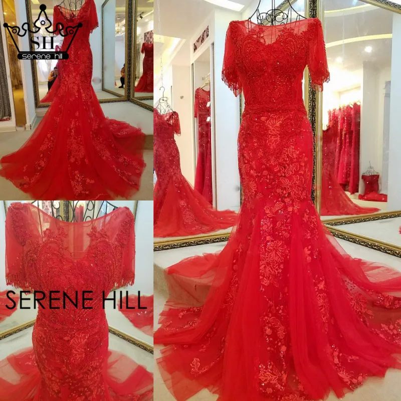 Роскошное Сексуальное Тонкое Тюлевое вечернее платье Русалка длинное красное Бисероплетение блестками вечернее платье De Soiree 2019 настоящая