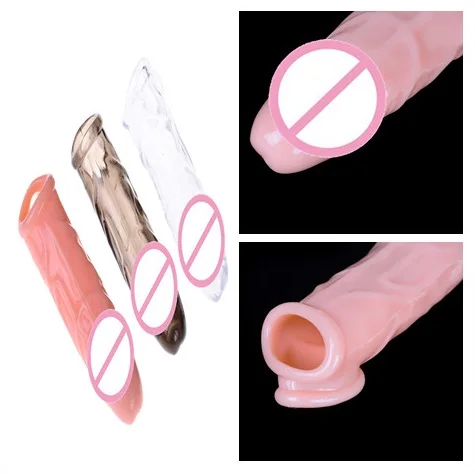 HWetR Reusable Cock Ring Soft Penis Sleeve Penis Extender Condom Dildo Delay Ejaculation Product Ring Toy Body Jewelry New