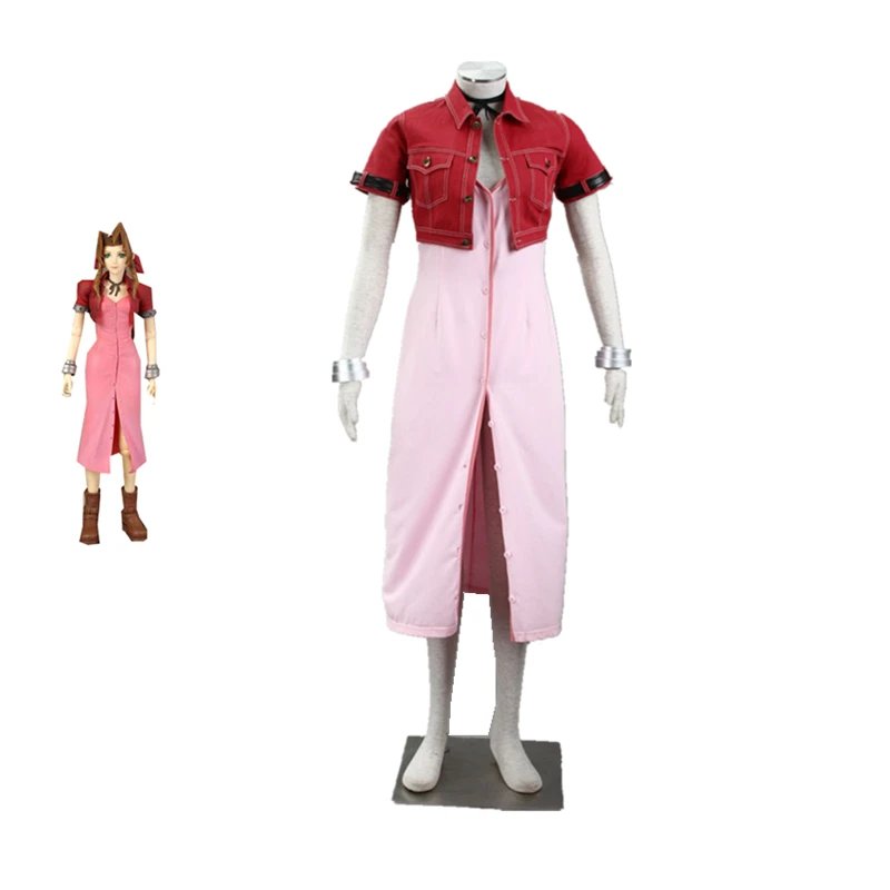 

Game Final Fantasy VII 7 Cosplay Costumes Aerith Aeris Gainsborough Cosplay Costumes Pink Dress