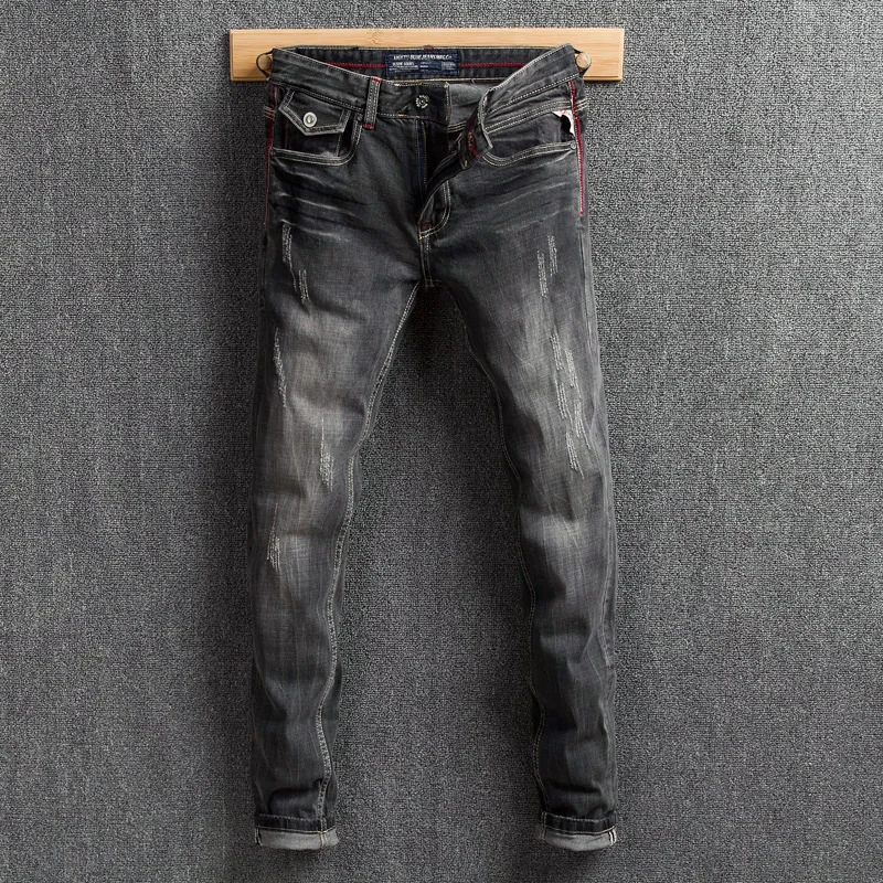 gray distressed jeans mens