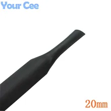 1m Inner Diameter 20mm Black Insulation Sleeves Heatshrink Heat Shrink Tubing Wire Wrap Cable Kit 600V 125Celsius
