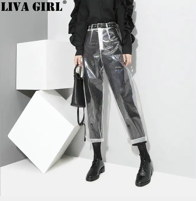 

Auutmn Fashion New Pattern Korean Style Transparent Transparent Color Pants Woman Ankle-length Pants