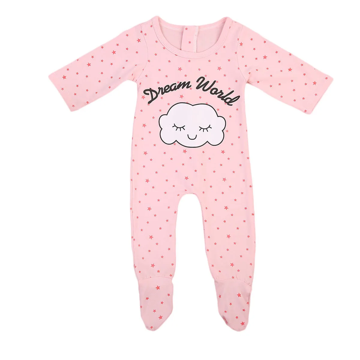Dream World Babies Little Stars Printing Footy Newborn Baby Girls Pink