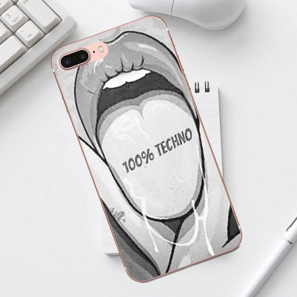 Qdowpz Love Techno Мягкий ТПУ узор розовый для Galaxy Alpha Core Prime Note 4 5 8 S3 S4 S5 S6 S7 S8 S9 mini edge