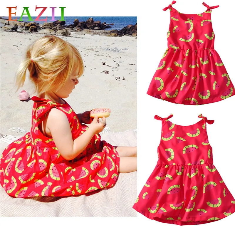 

EAZII 2019 Kids Girl Dresses Summer Chidlren Clothes Toddler Girls Dress Baby Cotton Sleeveless Print Flower Princess Dress